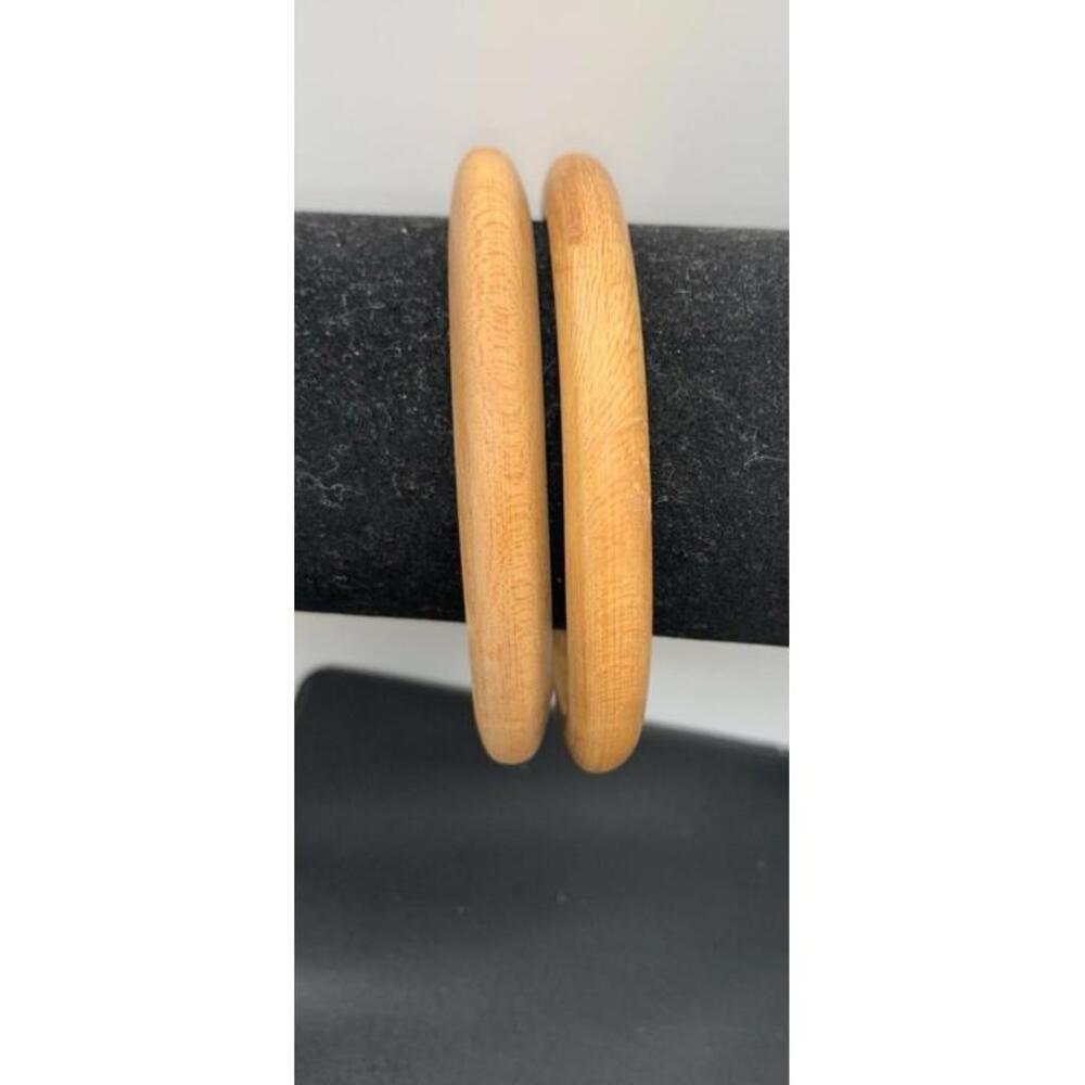 Lot Of 2 Wood Wooden Natural Bangle Bracelets Boho